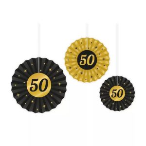 Papirvifter svart og gull, 50år – 3 stk