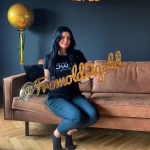 Personlig navneskilt speil, gull - 15 cm høyt