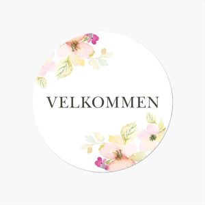 Klistremerker, akvarell blomst, velkommen - 24 stk