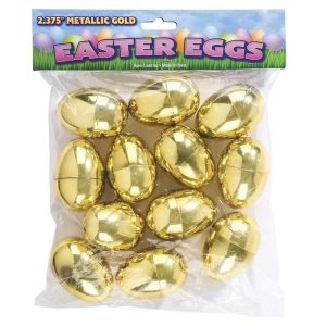 Egg til påskeeggjakt, metallic gull - 12 stk