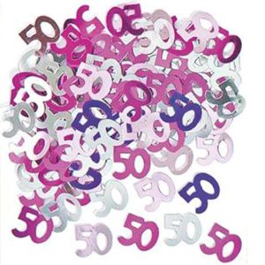 Bordkonfetti sølv og rosa - 50