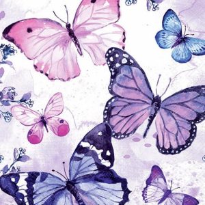 Servietter lunsj, Rosa og lilla sommerfugl– 20 stk