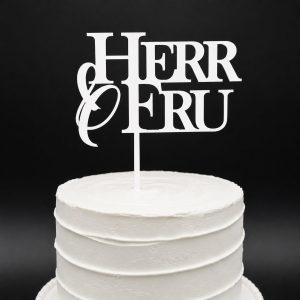 Kakepynt hvit - Herr & Fru