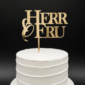 Kakepynt gullspeil - Herr & Fru