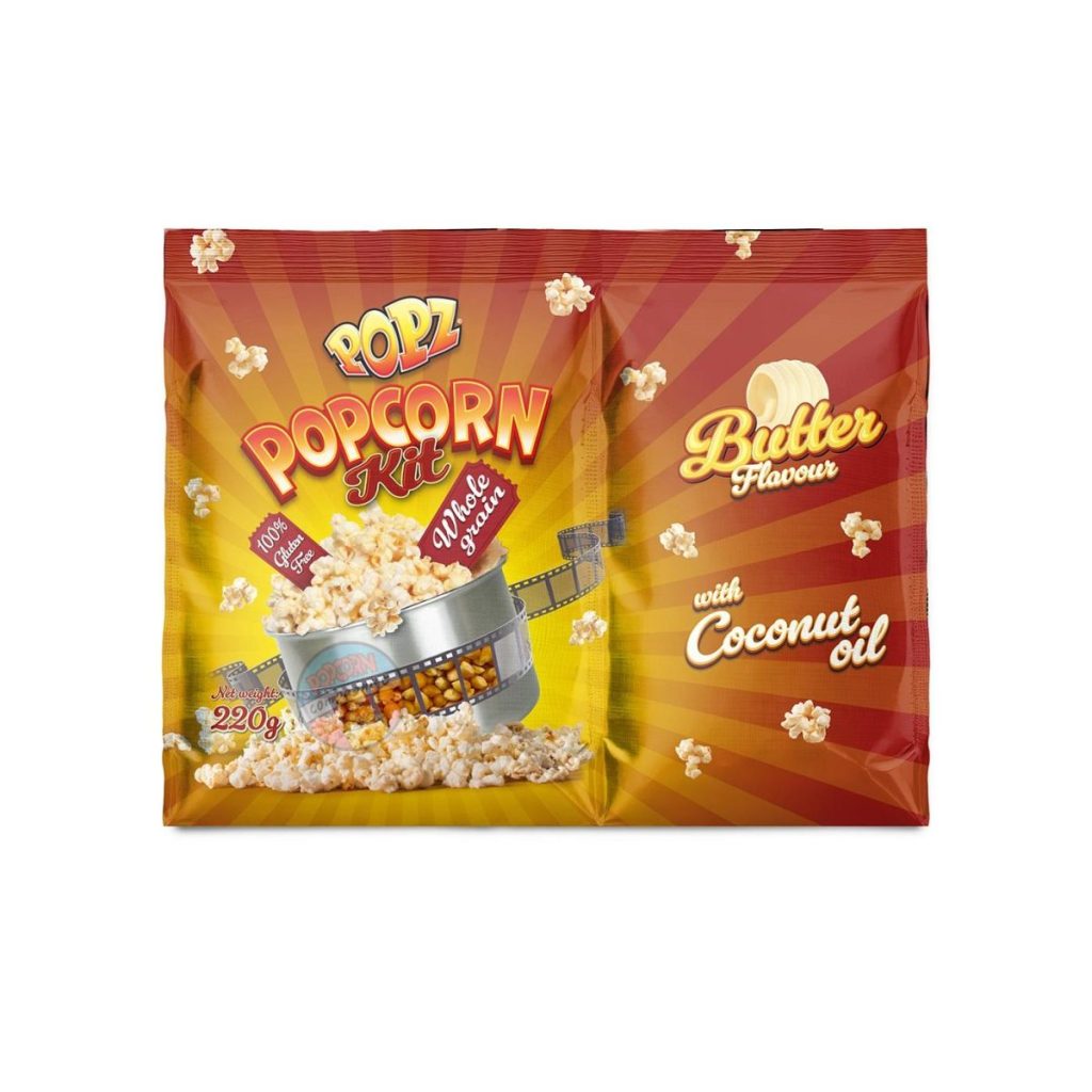 Popcorn mais, fett og salt - porsjonspakke stor