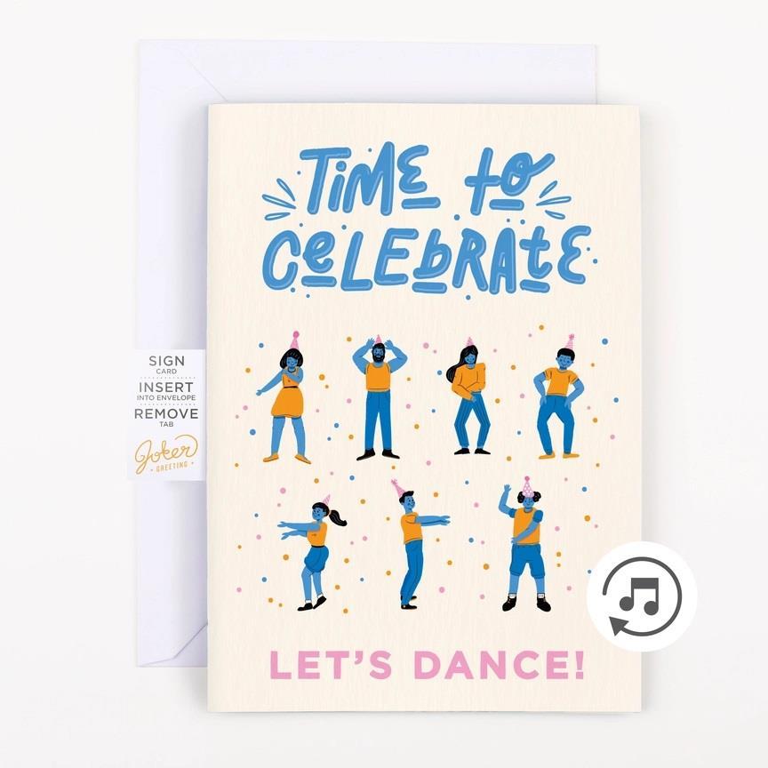 Plagsomt kort med ustoppelig lyd og glitter - Celebrate Macarena