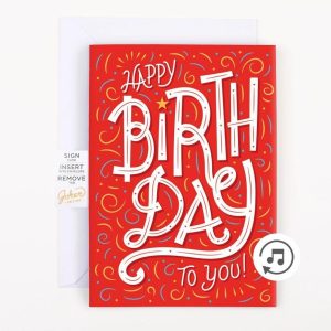 Plagsomt kort med ustoppelig lyd og glitter - Happy birthday