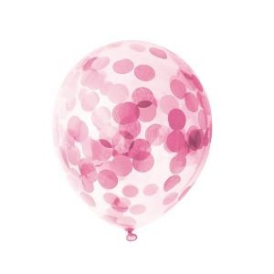 Konfettiballonger, rosa – 6 stk