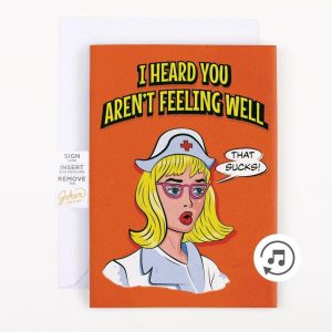Plagsomt kort med ustoppelig lyd og glitter - Get well