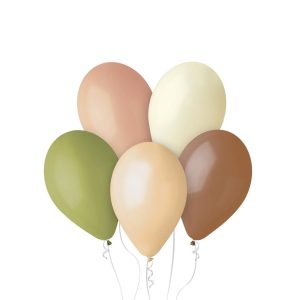Ballonger, natur og oliven - 5 stk