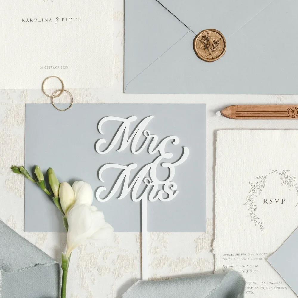Kakepynt hvit - Mr & Mrs