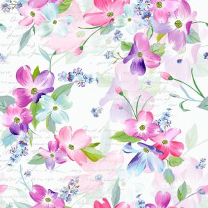 Servietter lunsj, rosa og lilla blomst - 20 stk