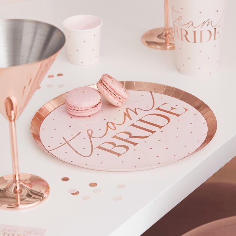 Papptallerkener blush, Team Bride – 8 stk