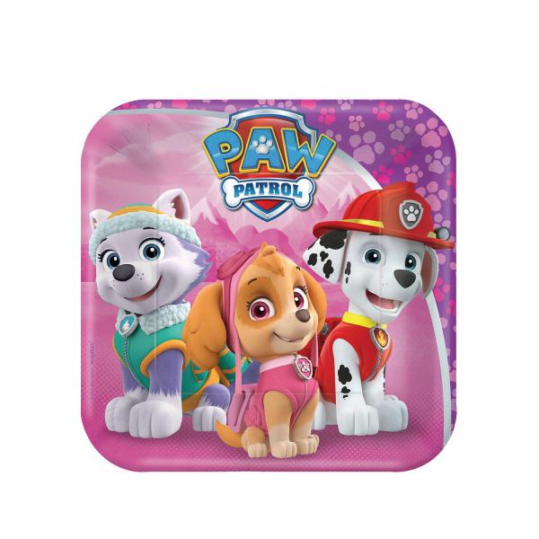Papptallerkener, rosa Paw Patrol - 8 stk