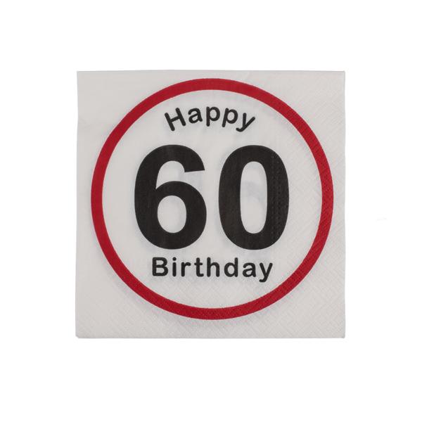 Servietter 60 år bursdag - 20 stk