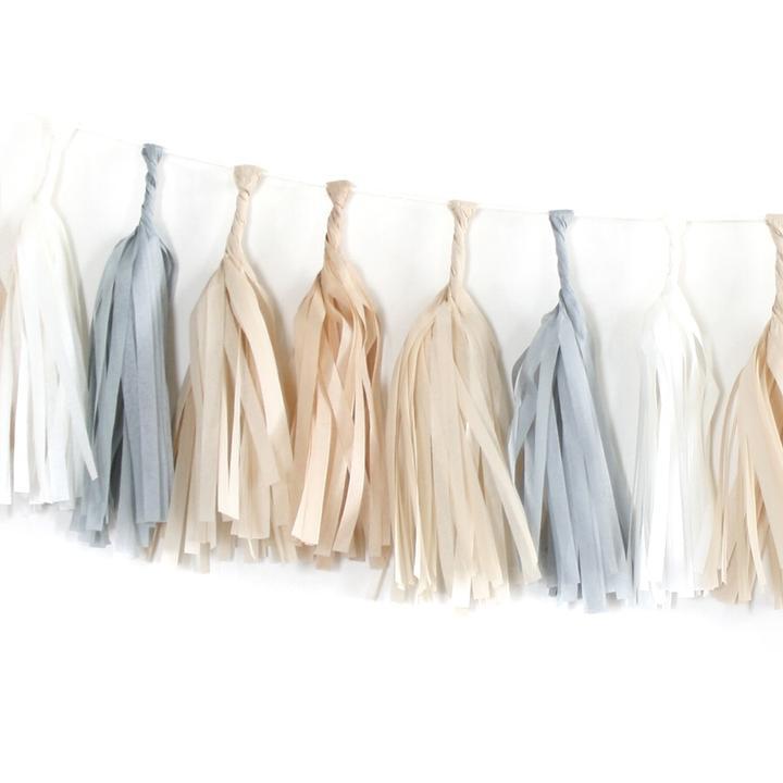 Girlander tassel - Grå, beige og hvitt