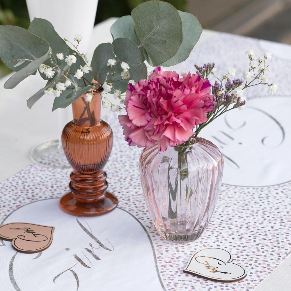 Minivase med riller, oval - dus rosa
