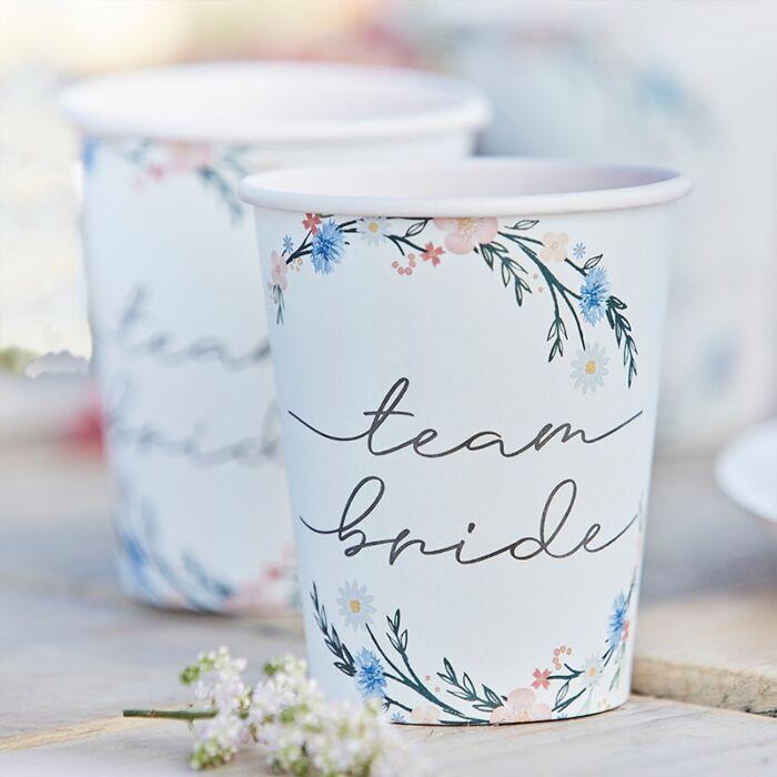 Pappkopper Team Bride, botanisk boho – 8 stk