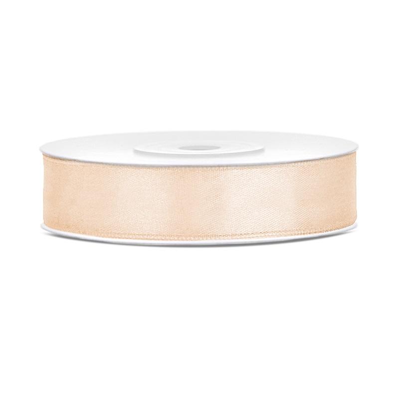 Silkebånd 12mm, krem – 25 m
