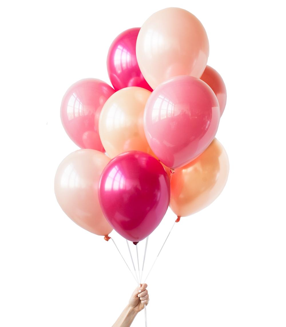 Ferdigsett ballongbukett - rosa og krem