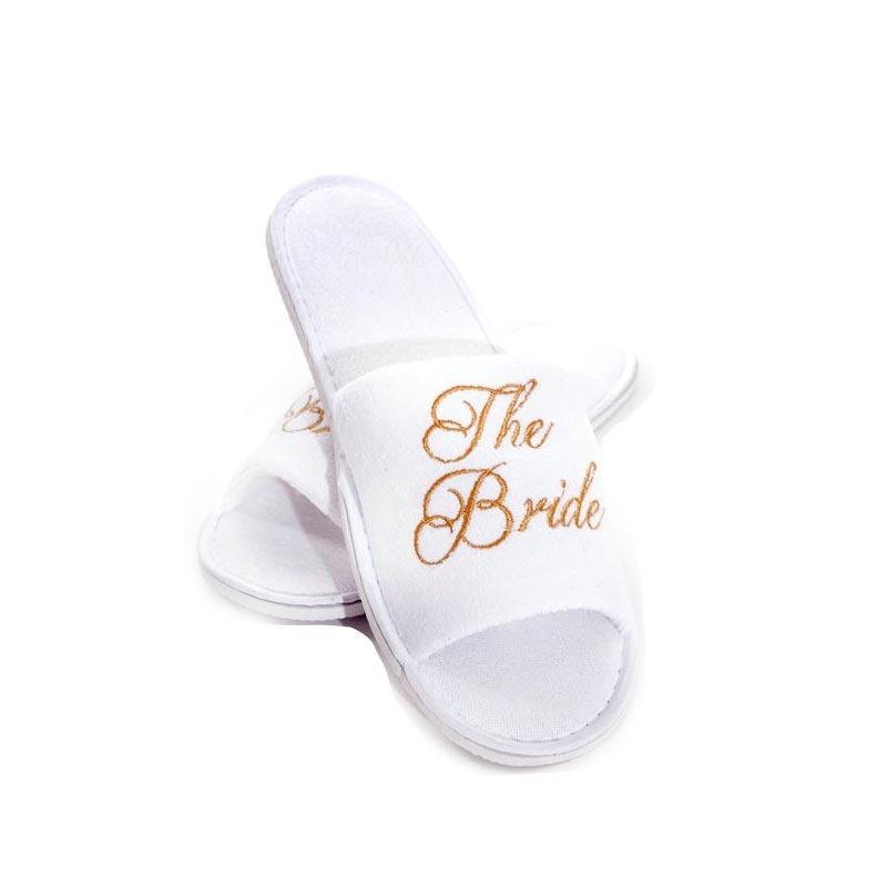 Tøfler hvit og gull - The Bride