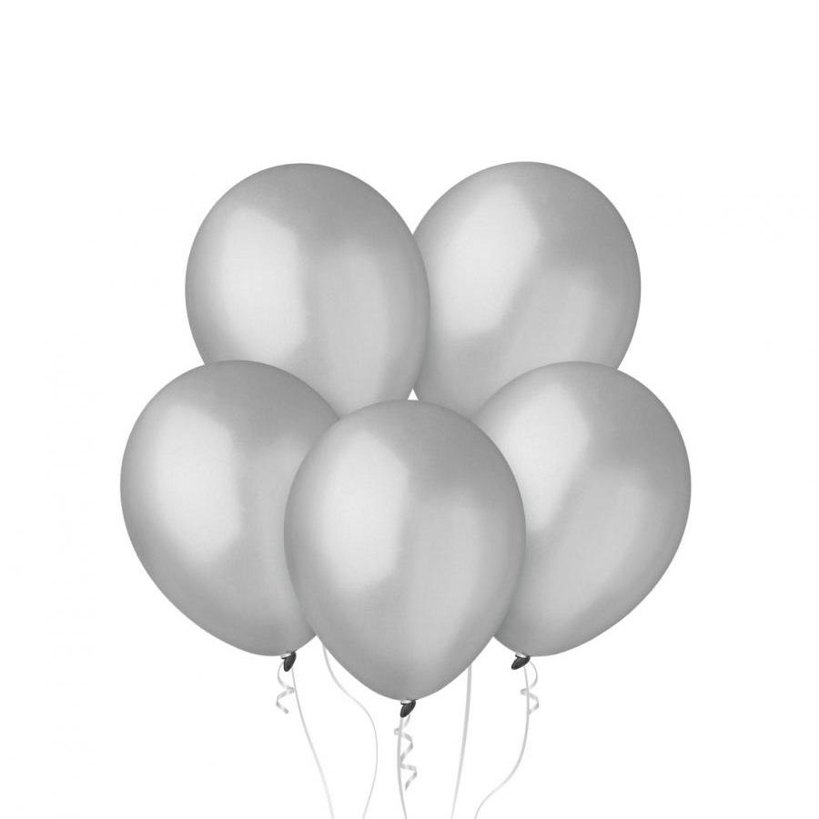 Ballonger, metallic sølv - 10 stk