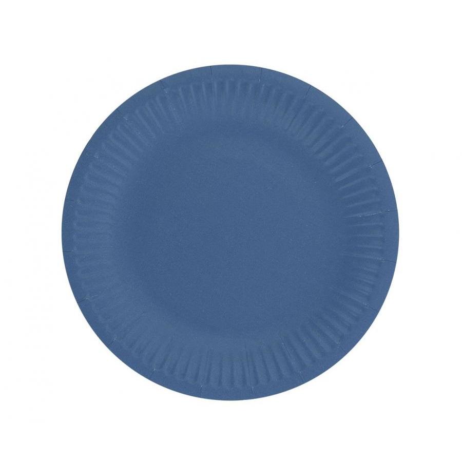 Papptallerkener 18 cm, mørk blå - 6 stk