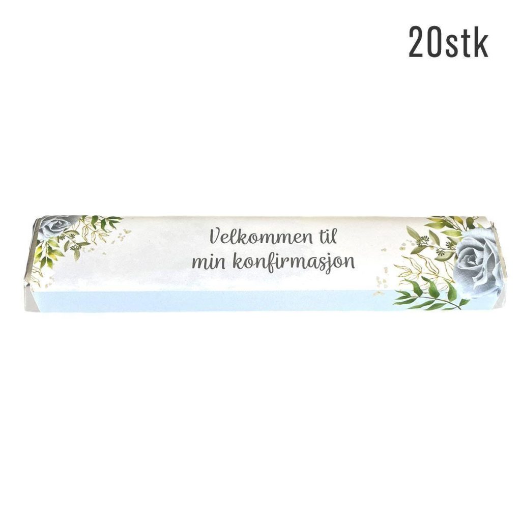Kinder omslag, Konfirmasjon blå blomst - 20 stk