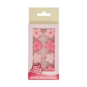 Spiselig kakedekor blomster, rosa miks - 24 stk