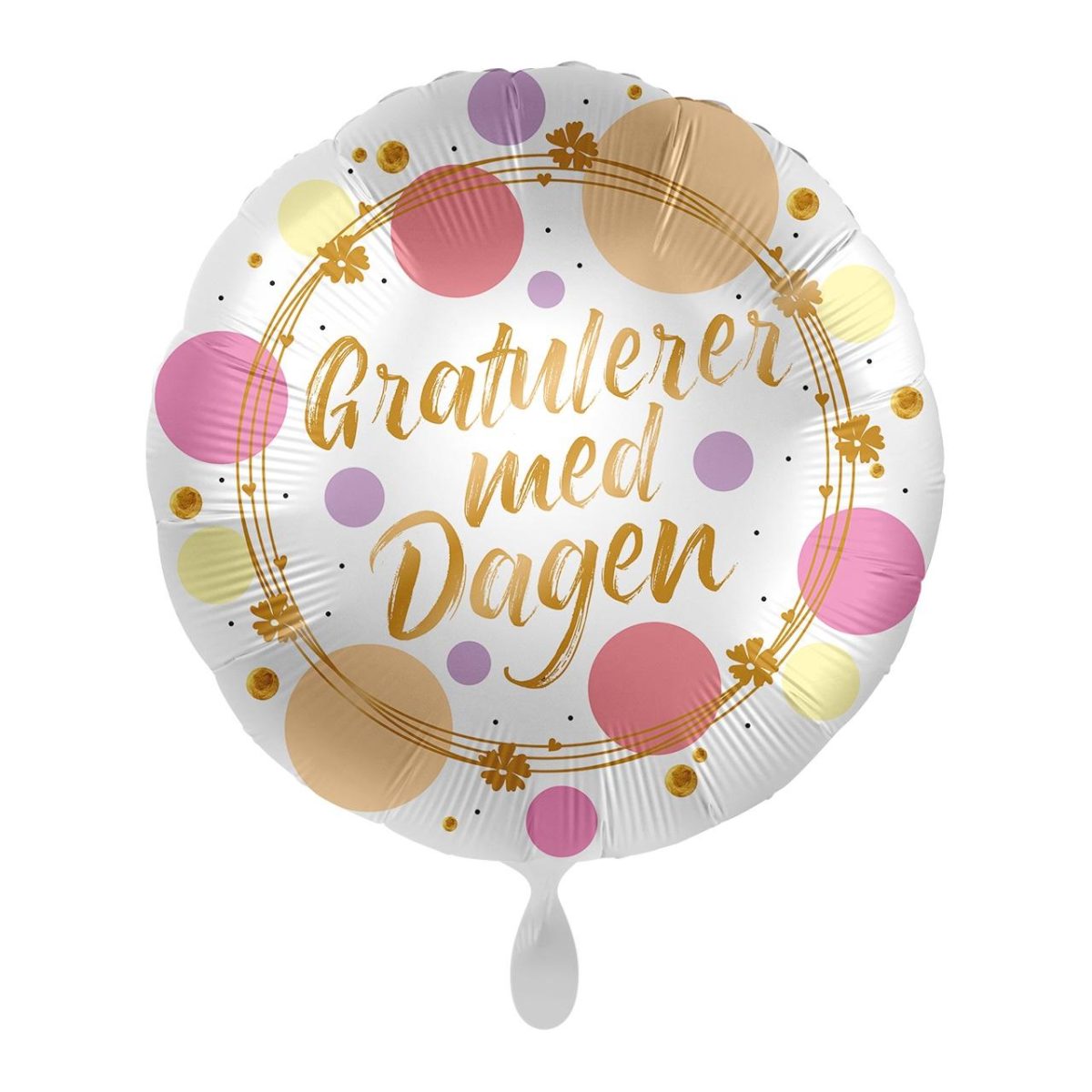 Folieballong, gratulerer med dagen - rosa prikker