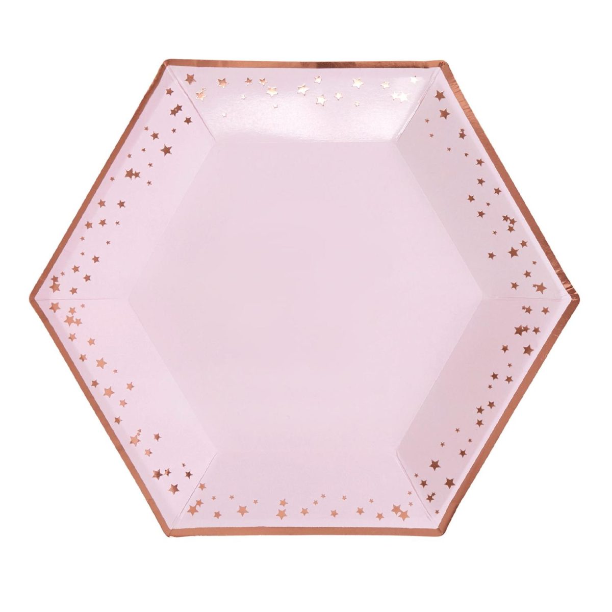 Papptallerkener stor, rosa småstjerner – 8 stk