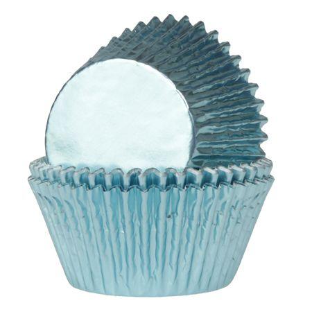 Cupcakeformer, metallic lys blå – 24 stk