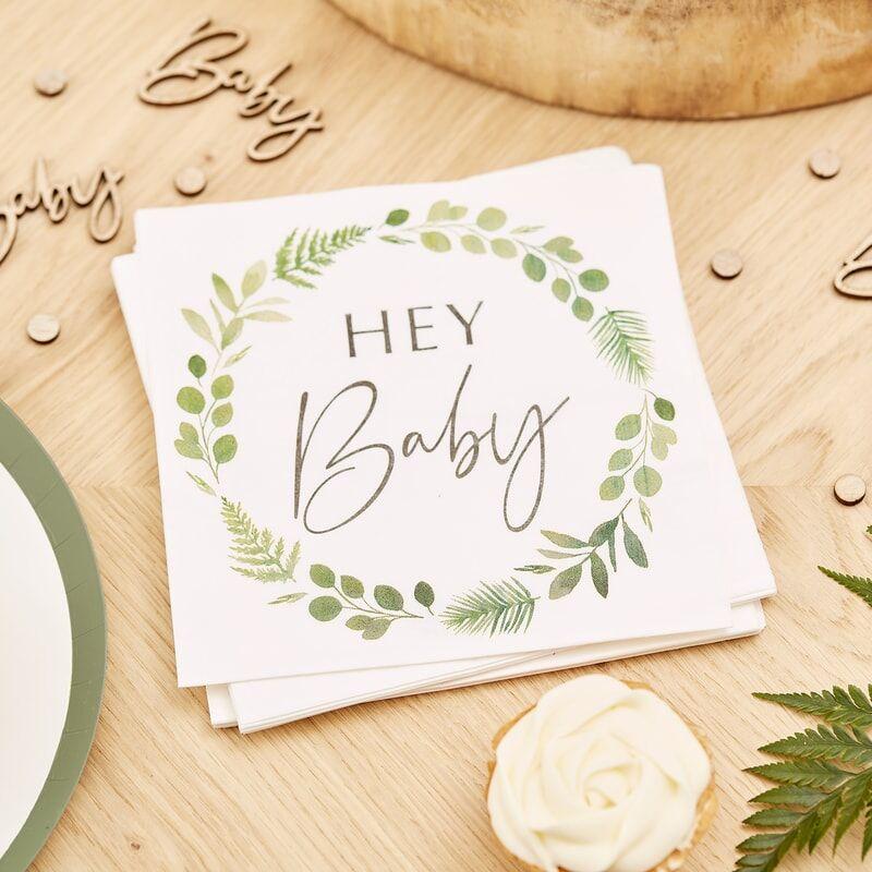 Servietter Hey baby, botanisk – 16 stk