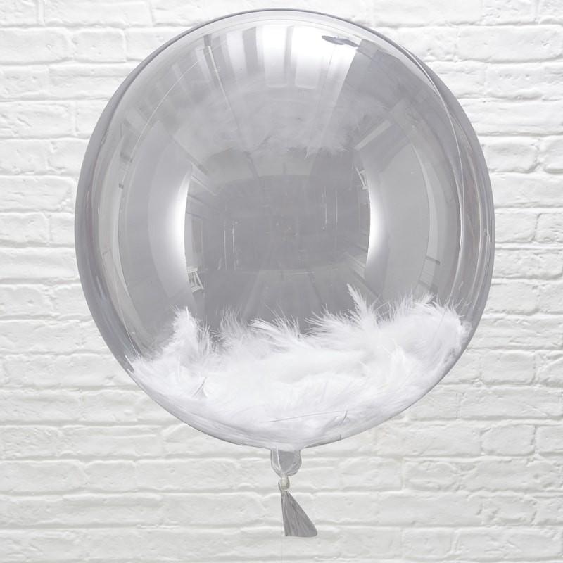 Orb ballong, gjennomsiktig med fjær - 3 stk