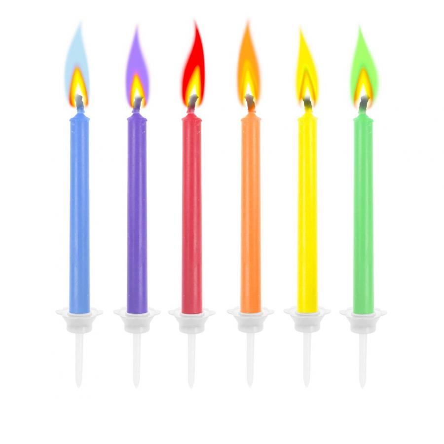 Kakelys med farget flamme - 6 stk