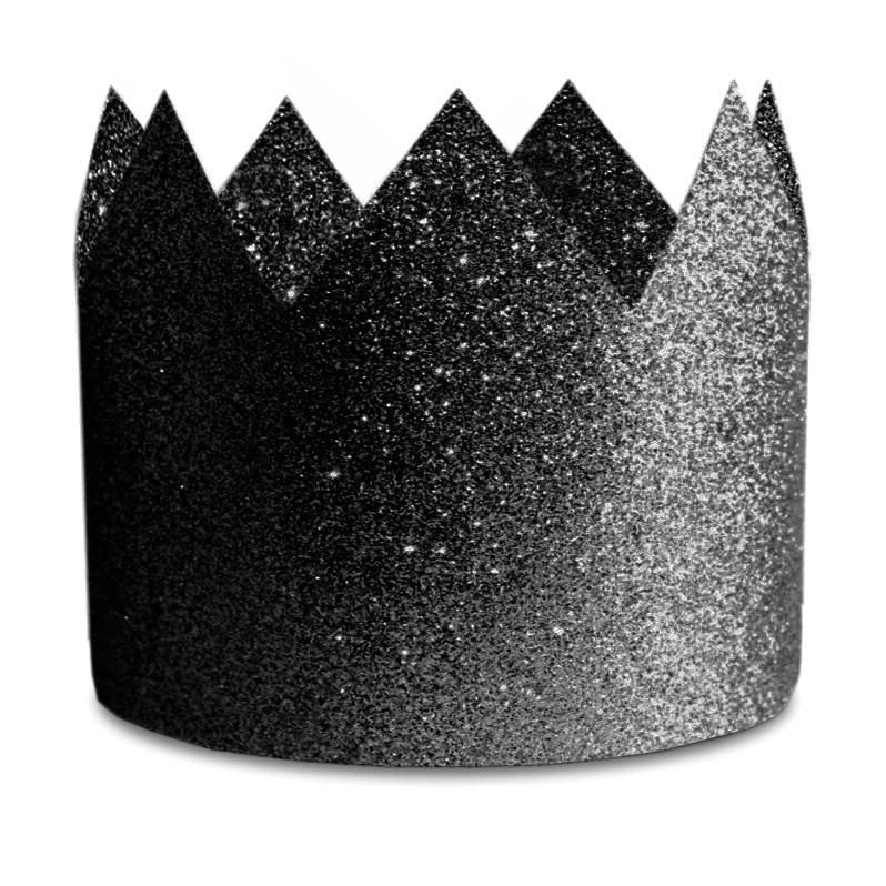 Partykroner glitter svart - 8 stk