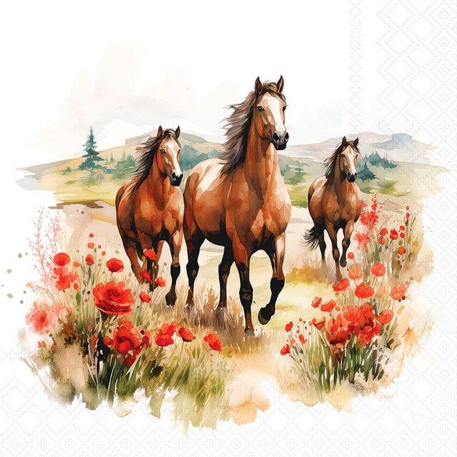 Servietter lunsj, hester i blomstereng – 20 stk