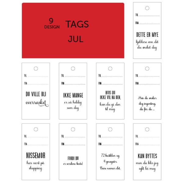 Tag til gave, jul - 9 stk