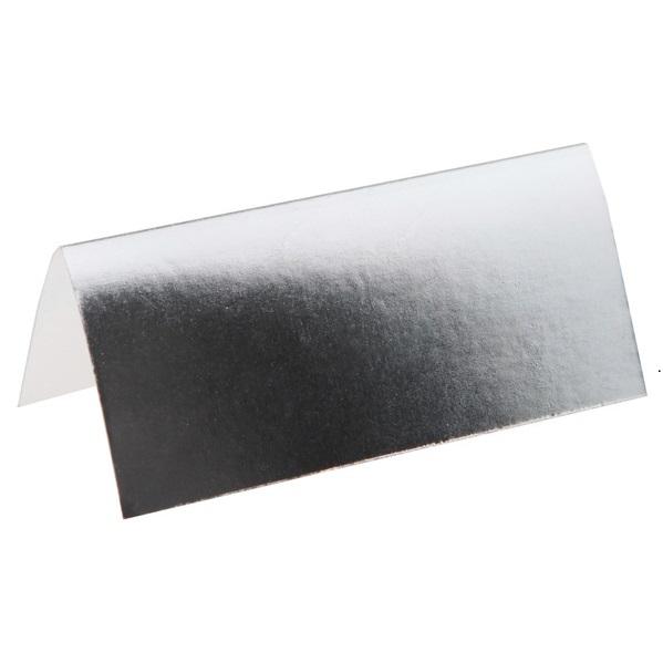Bordkort med brett, metallic sølv - 10 stk