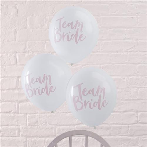 Ballonger Team Bride, hvit og rosa - 10 stk