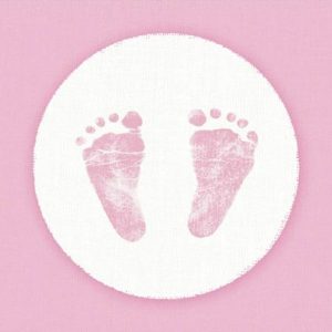 Servietter babyføtter, medium rosa – 20 stk