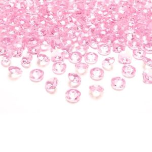 Konfetti diamanter, lys rosa 12mm - 100 stk
