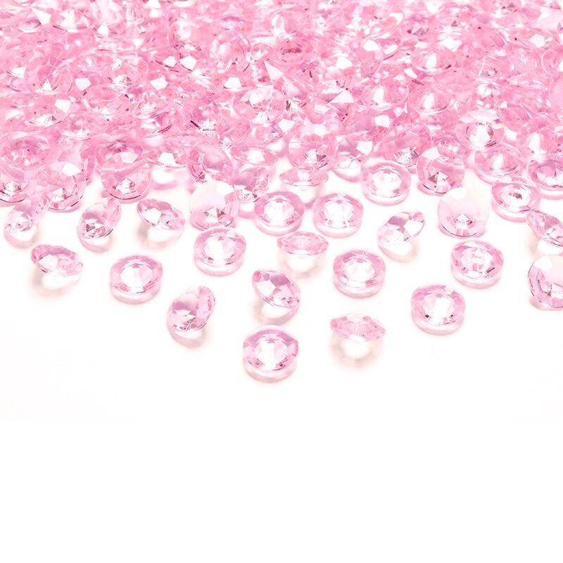 Konfetti diamanter, lys rosa 12mm - 100 stk