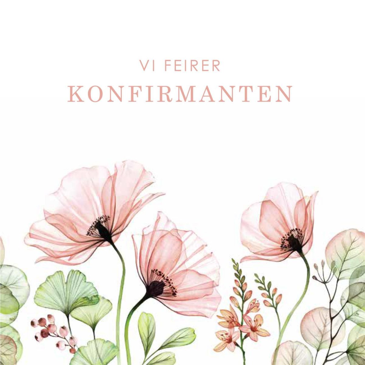 Servietter, Vi feirer konfirmanten, rosa blomster – 20 stk