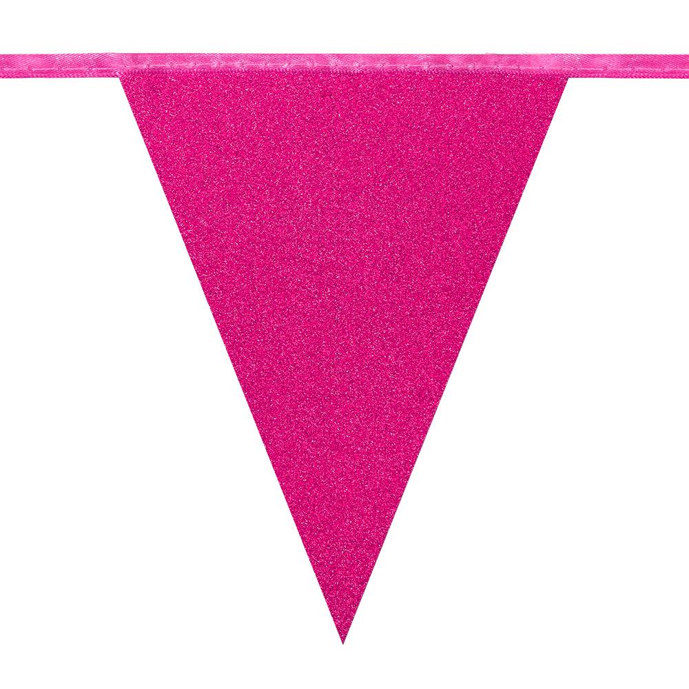 Flaggbanner glitrende mørk rosa - 6 meter