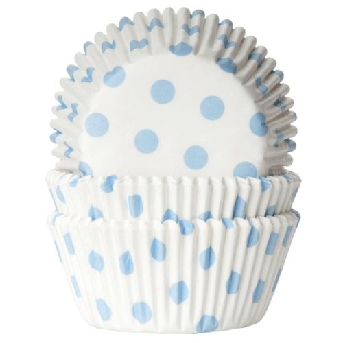 Cupcakeformer, prikkete hvit og blå – 50 stk