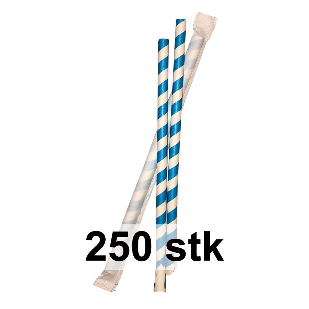 BrainCooler papirsugerør med skje, enkeltpakket - 250 stk