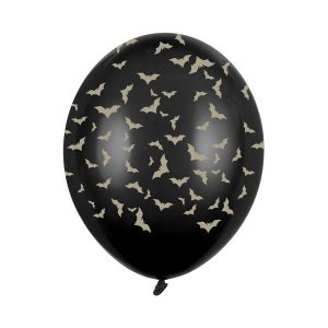 Ballonger, svarte med flaggermus - 6 stk