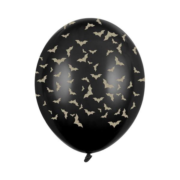 Ballonger, svarte med flaggermus - 6 stk