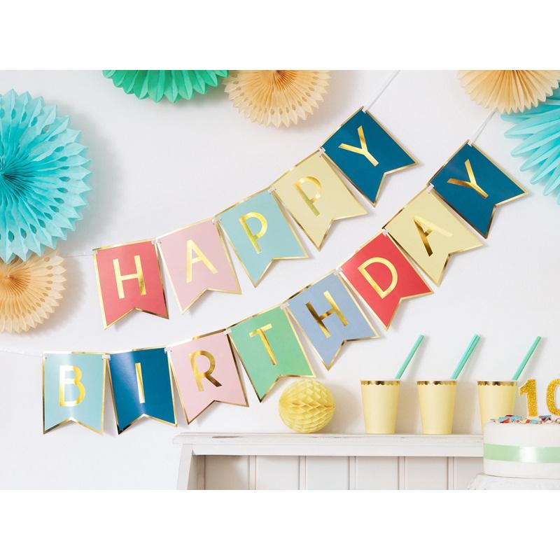 Girlander, regnbue - Happy birthday